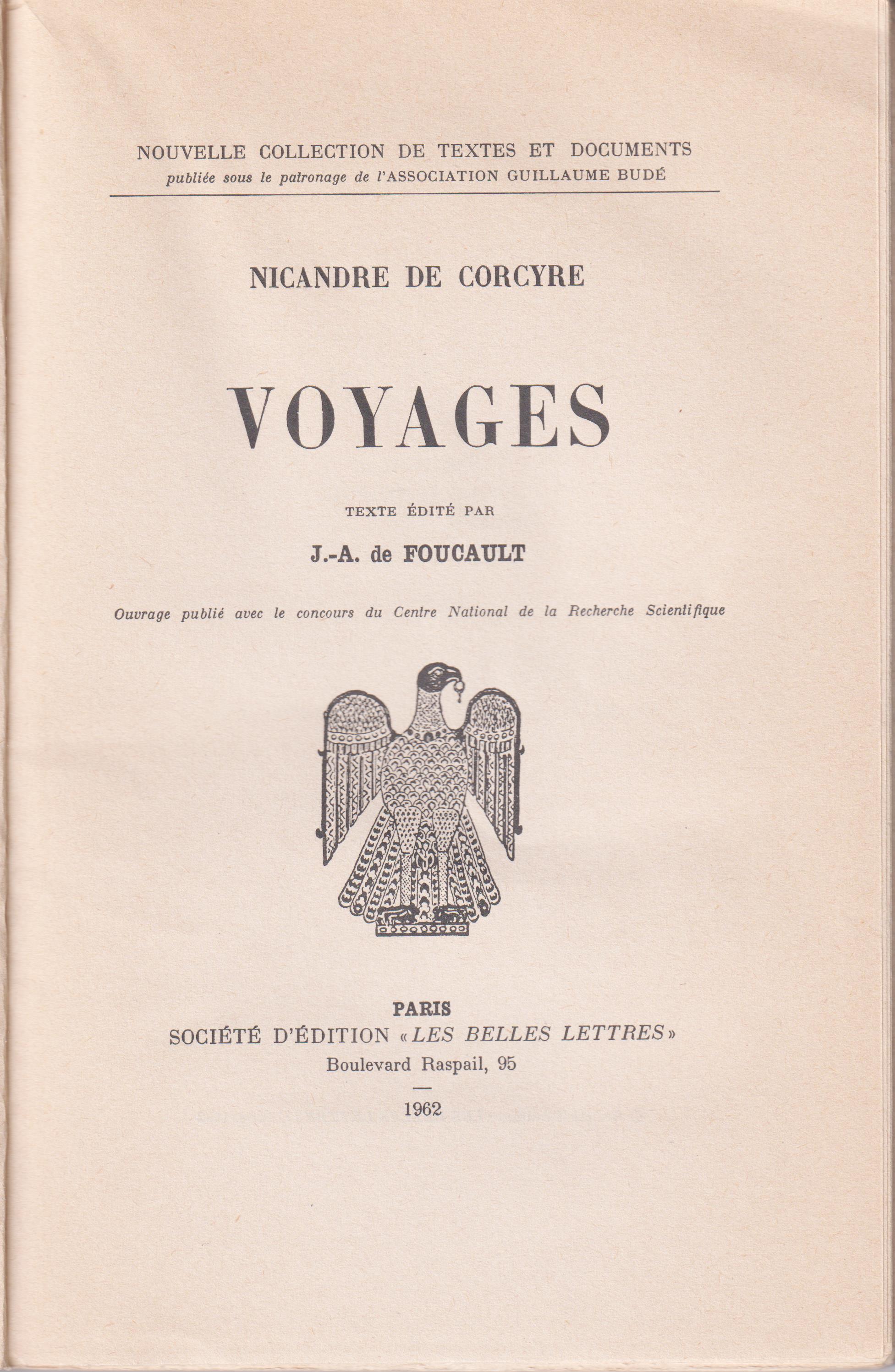 [ΝΙΚΑΝΔΡΟΣ ΝΟΥΚΙΟΣ] Nicandre de Corcyre, Voyages