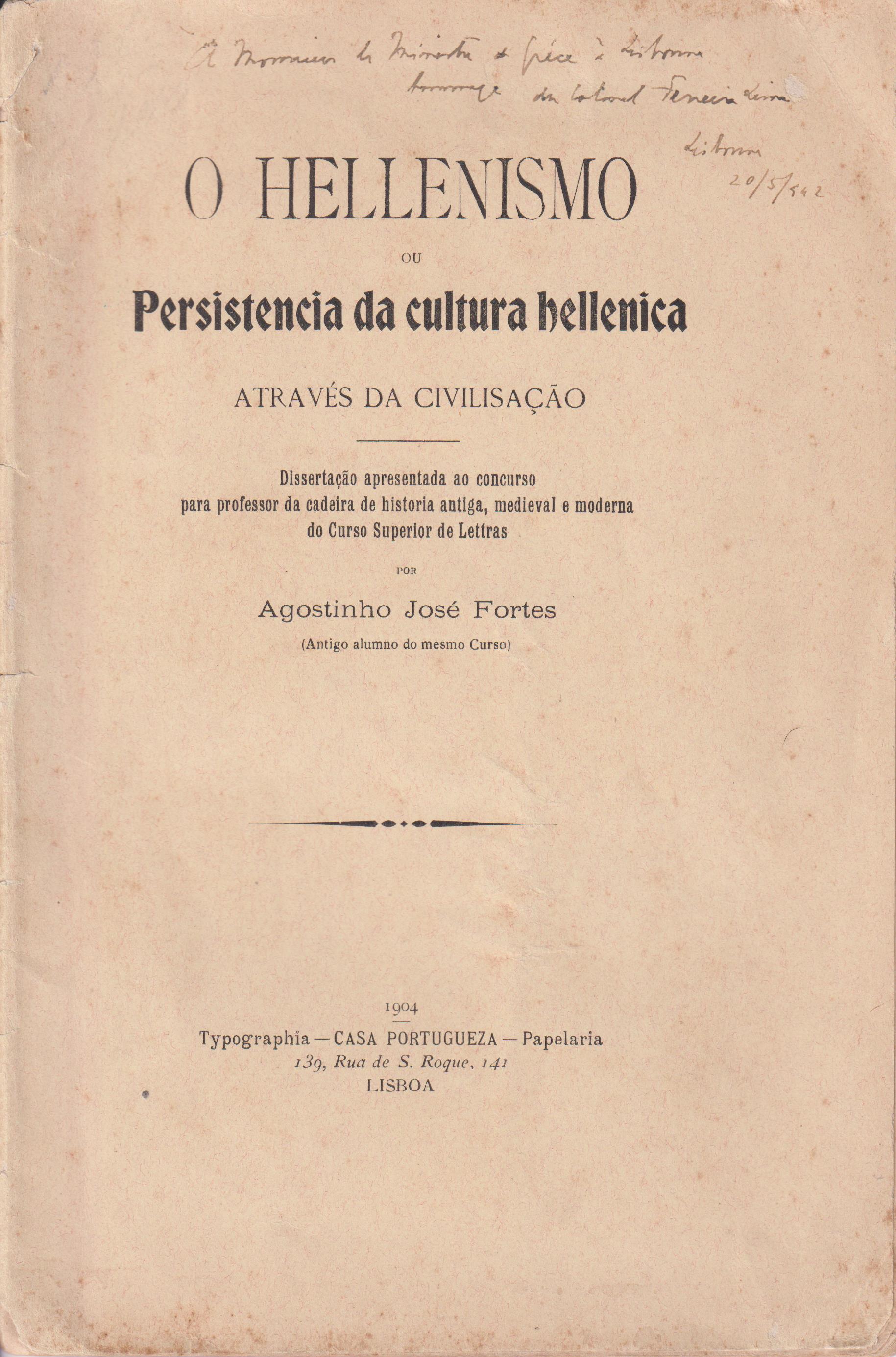 O HELLENISMO ou Persistencia da cultura hellenicca-Atravé da Civilisaçao